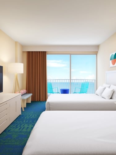 2 double beds with Ocean View with Lanai