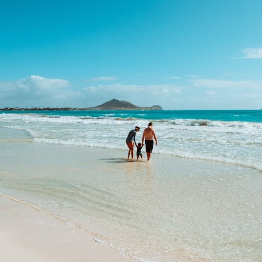 Family in the ocean