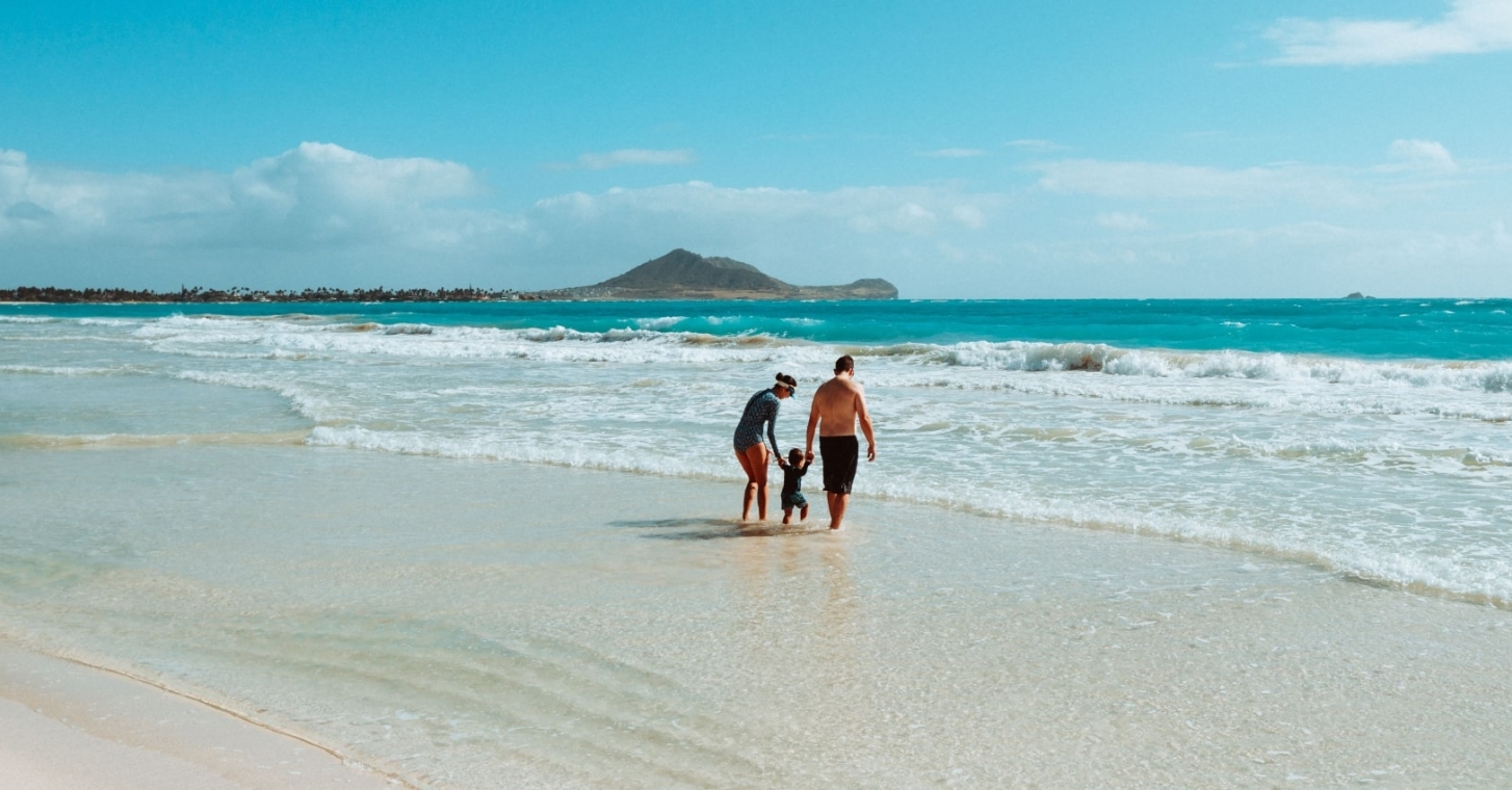 Family in the ocean