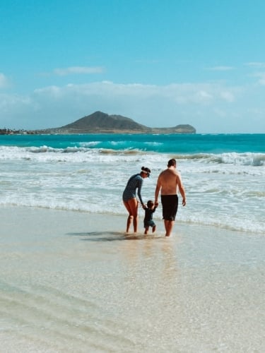 Family in the ocean