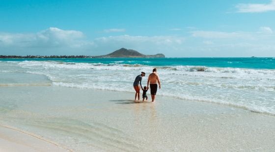Family in the ocean