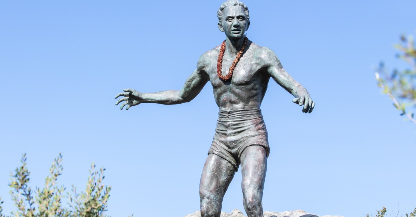 Duke Kahanamoku Statue on Freshwater Beach in Manly near Sydney Australia