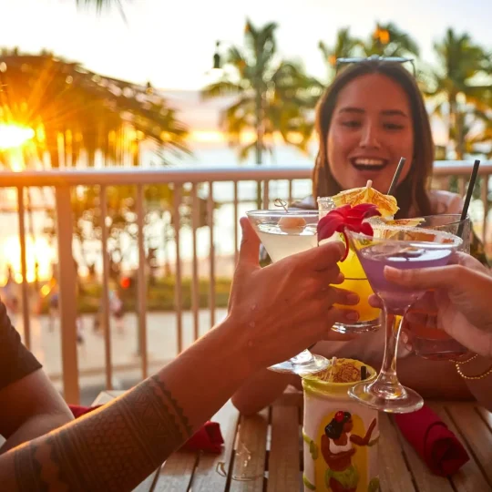 drinks on the rooftop of tiki's grill & bar
