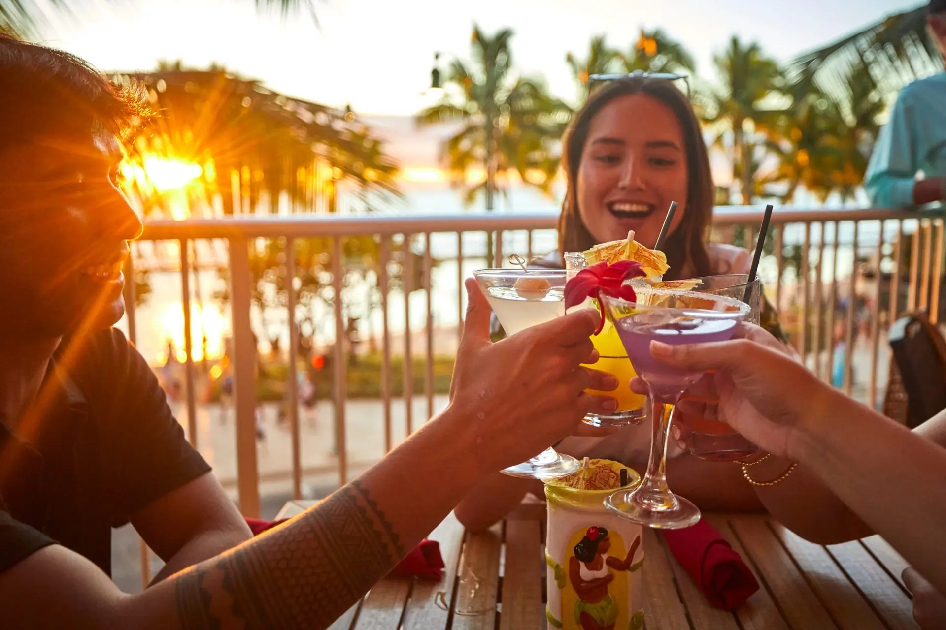 drinks on the rooftop of tiki's grill & bar