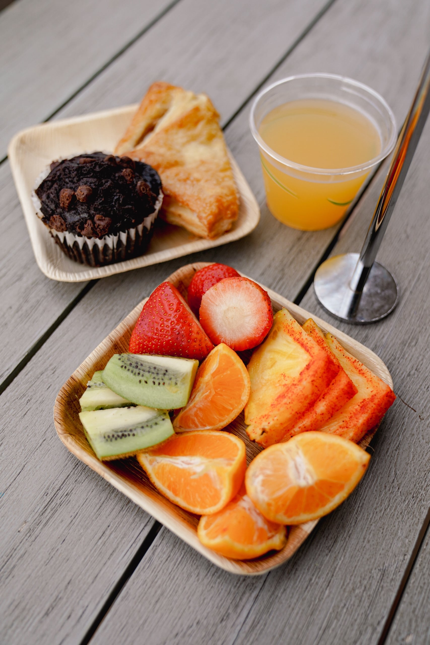 Fruit and pastries at the coconut club